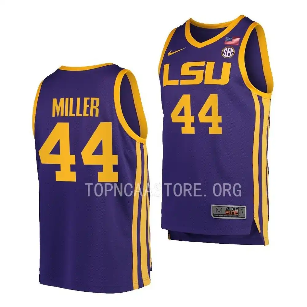 Men's LSU Tigers Adam Miller #44 2022-23 Purple Replica NCAA Basketball Jersey